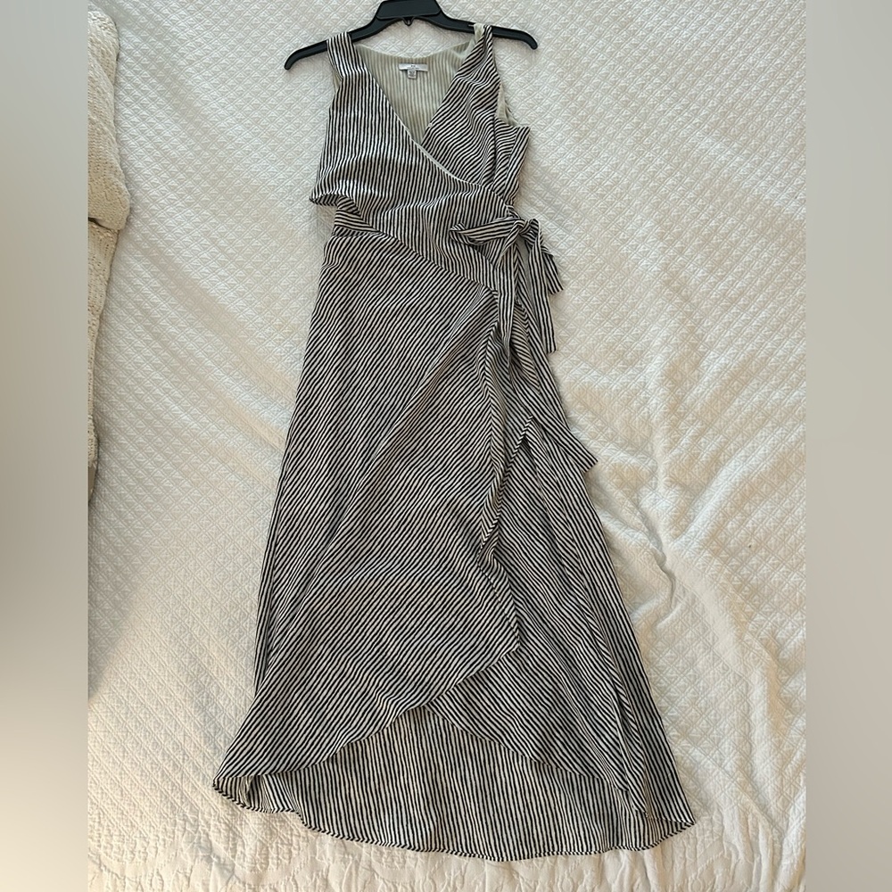 Halston Striped Wrap Dress